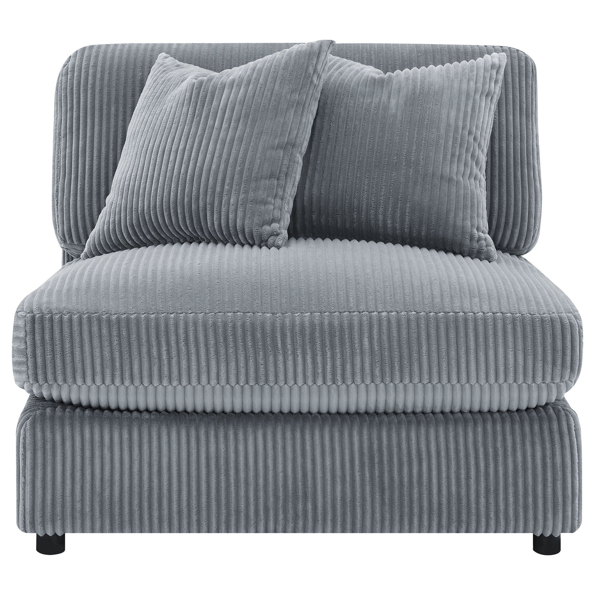 Blaine Corduroy Armless Chair with Reversible Cushions Fog