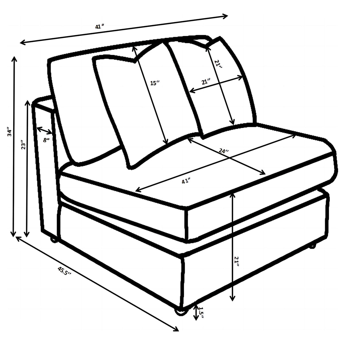 Blaine Corduroy Armless Chair with Reversible Cushions Fog