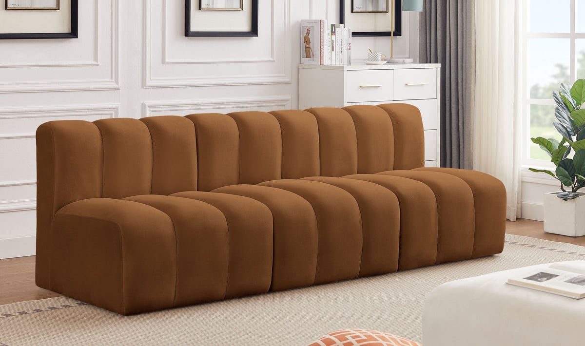Arc - Velvet 3 Piece Modular Straight Sofa
