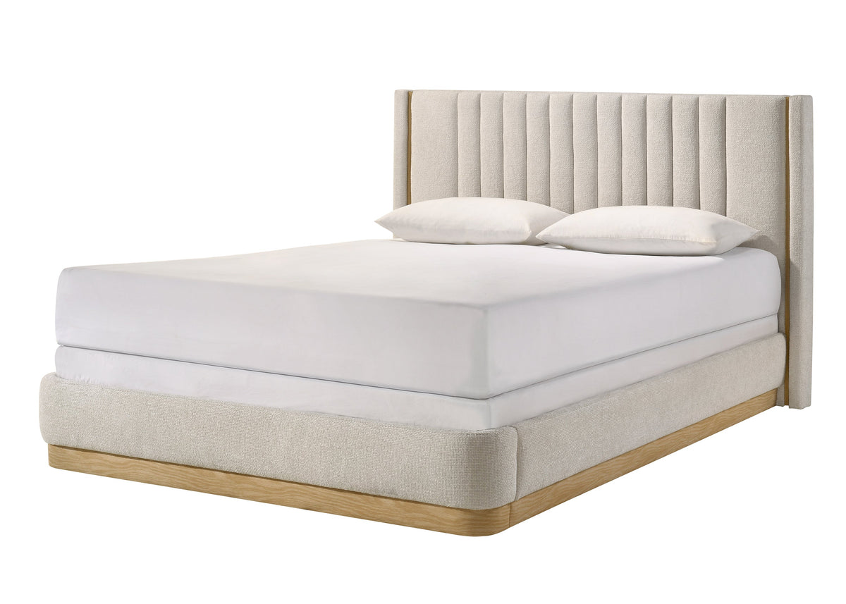 Charlene Oat Tweed Upholstered Queen Bed