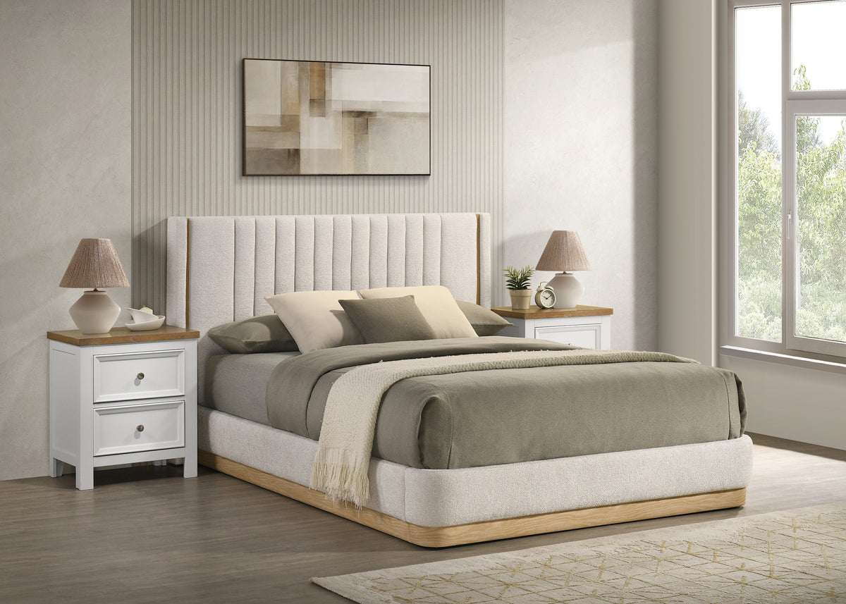 Charlene Oat Tweed Upholstered Queen Bed