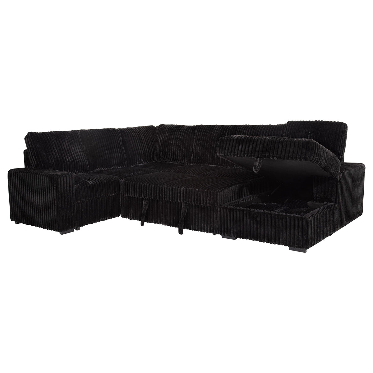Devonshire Sleeper Sectional Sofa Storage Chaise Black