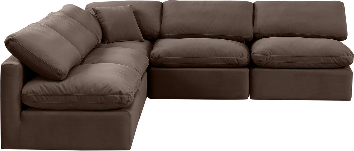 Indulge - Velvet 5 Piece Modular Corner Armless Sectional