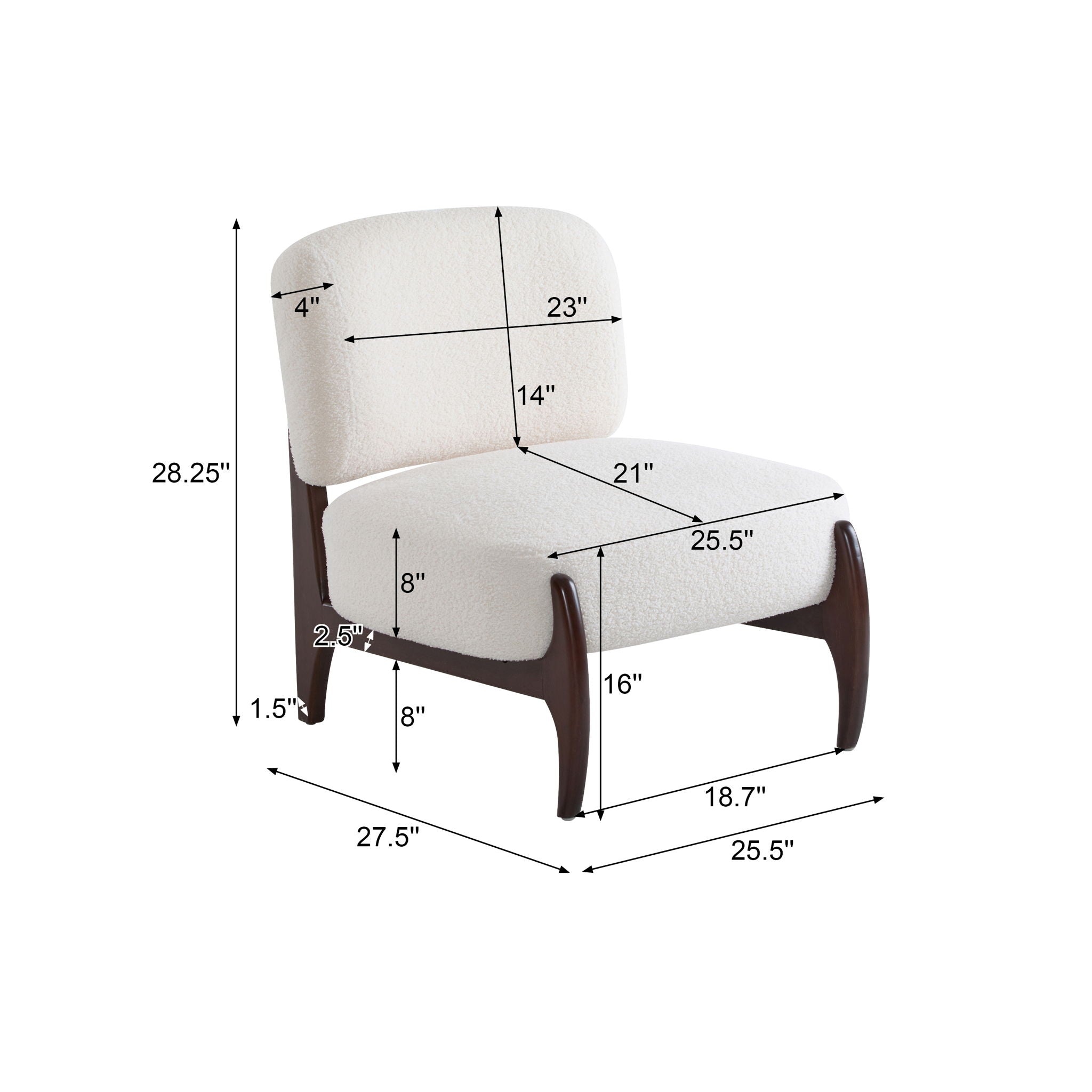 Modern Boucle Lounge Chair With Solid Wood Frame, Soft And Durable Boucle Upholstery - Beige
