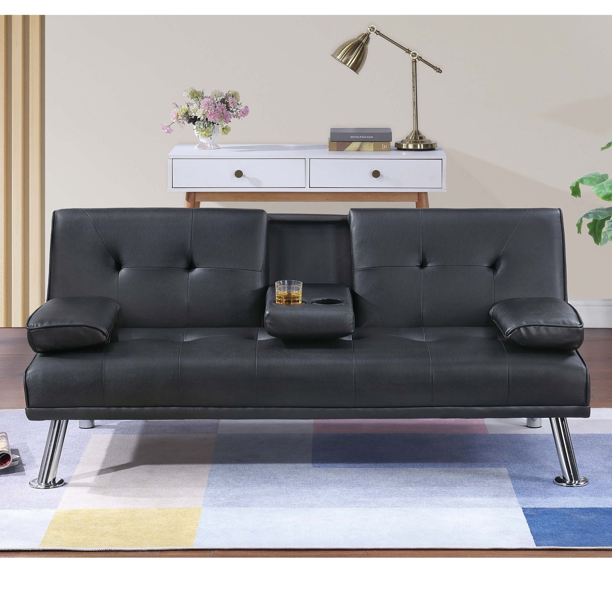 Adjustable Sofa With Fold Down Table And Cup Holders
