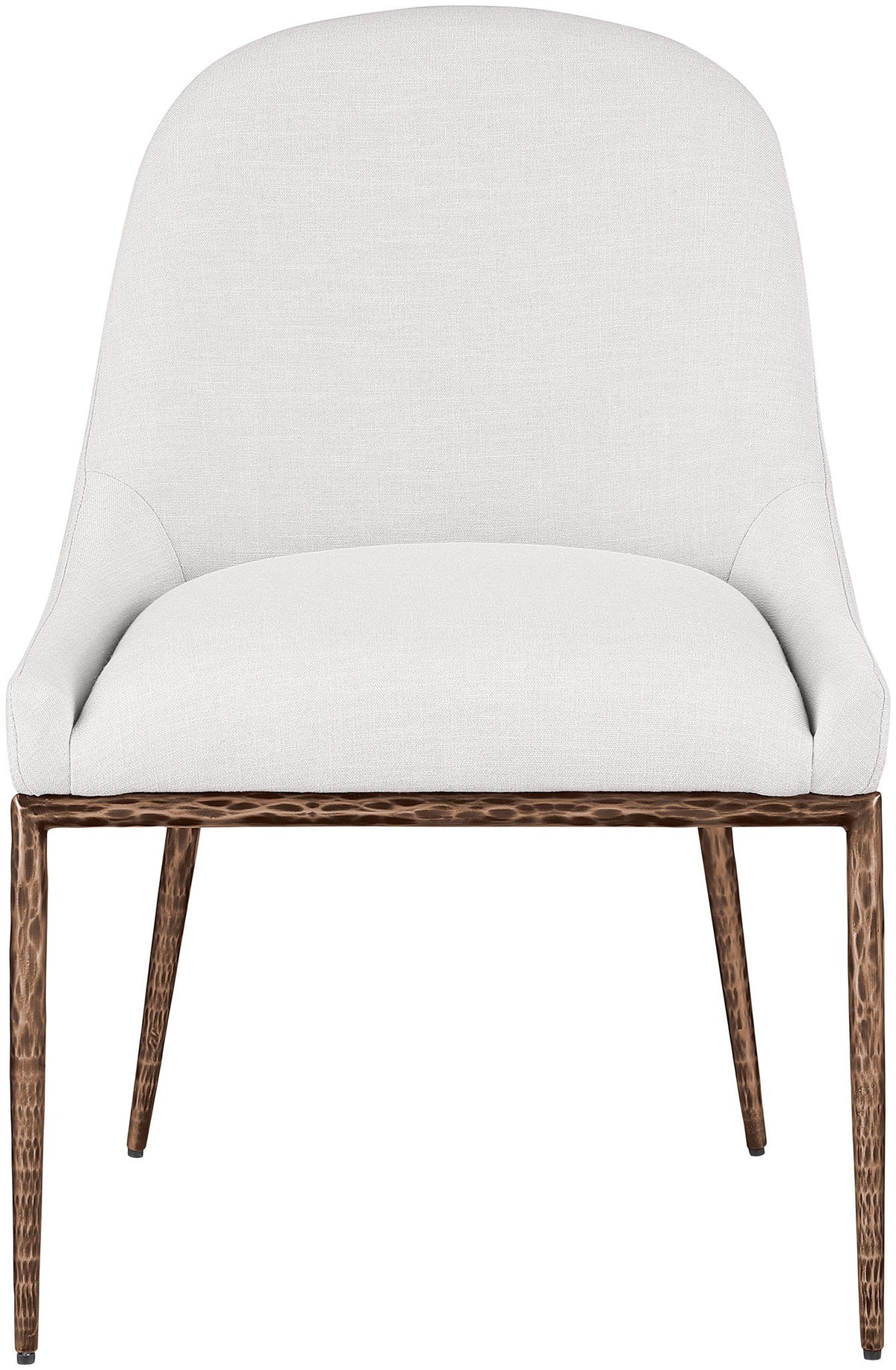 Ferro - Linen Textured Performance Fabric Upholstered Dining Side Chair - Cream / Brushed Bronze