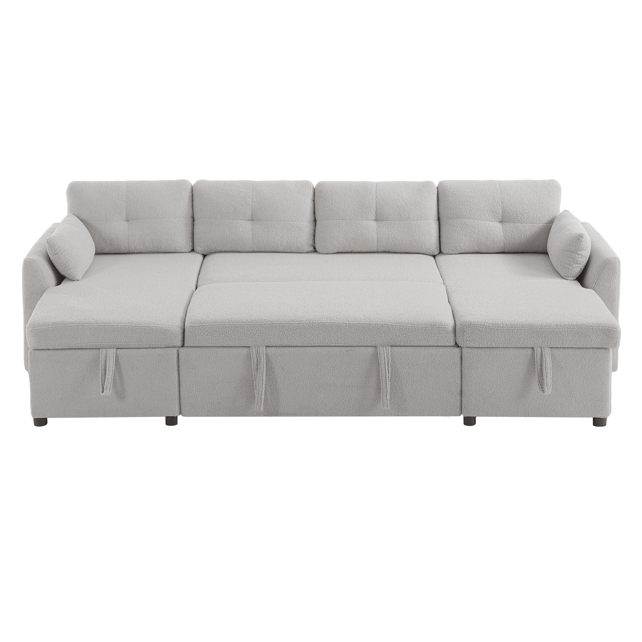 U-Shaped Sectional Sofa Bed With Storage And USB Ports