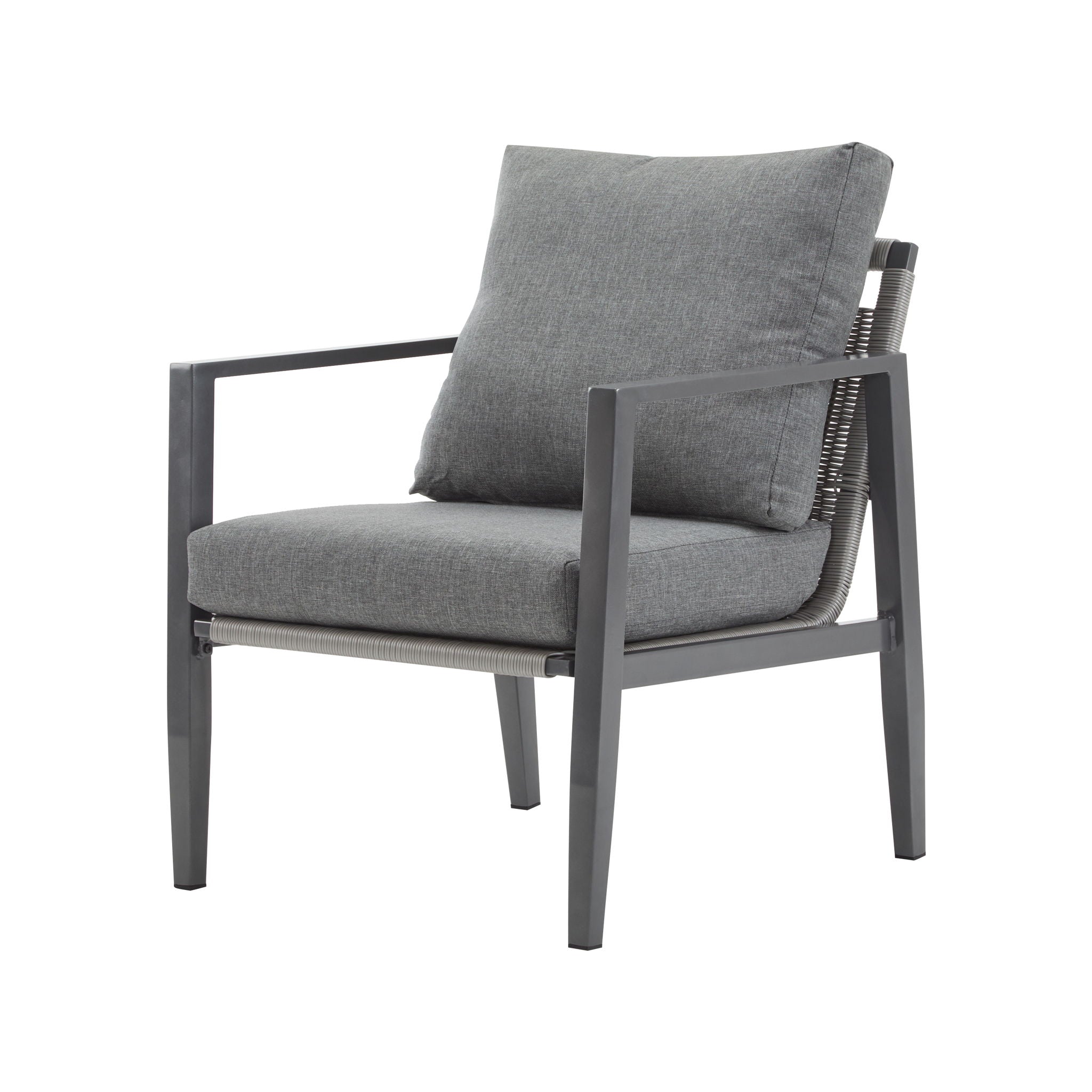 Modern Lounge Chair With Rope Accents And Cushions