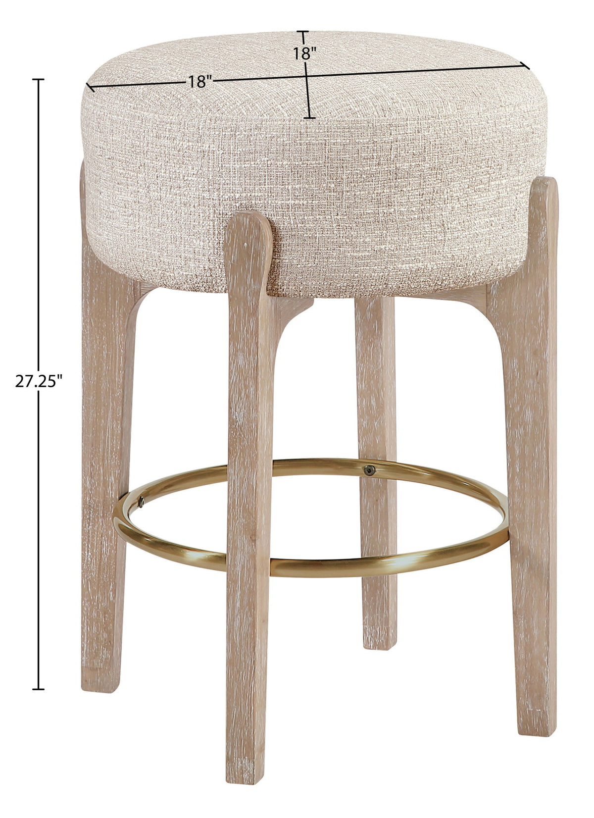 Torino - Backless Counter Stool With Brushed Natural Base (Set of 2)