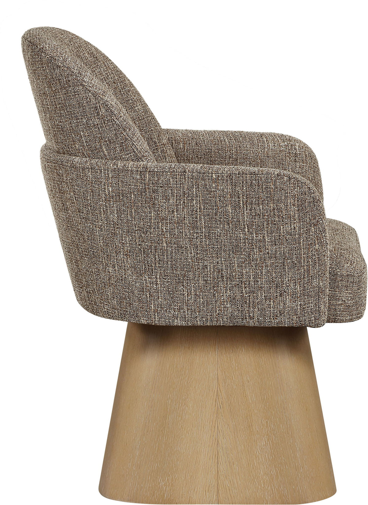 Marlowe - Linen Textured Fabric Upholstered Swivel Dining Arm Chair - Stained Natural