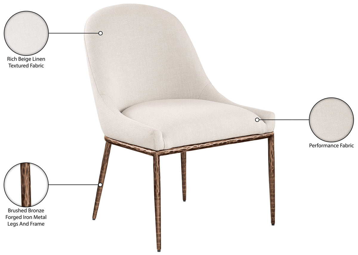 Ferro - Upholstered Dining Side Chair With Brushed Bronze Legs