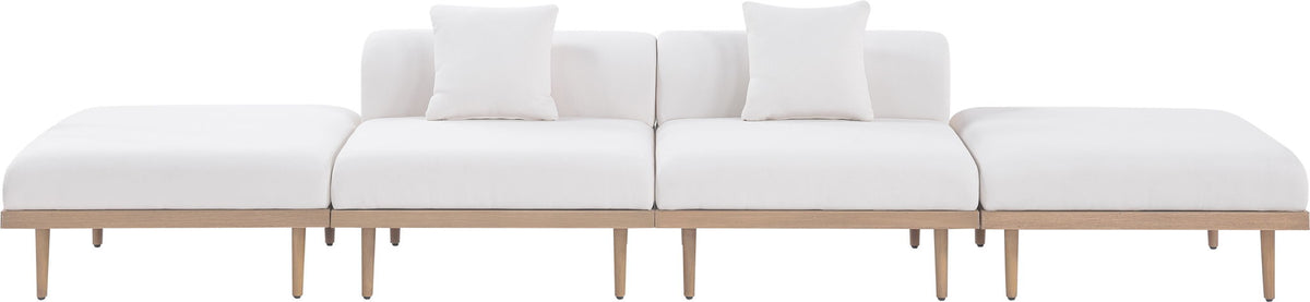 Laguna - 4 Piece 142" Outdoor Patio Armless Modular Sofa With 2 Backless Seats