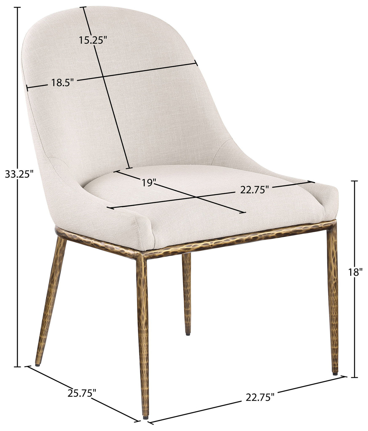 Ferro - Upholstered Dining Side Chair With Brushed Gold Legs