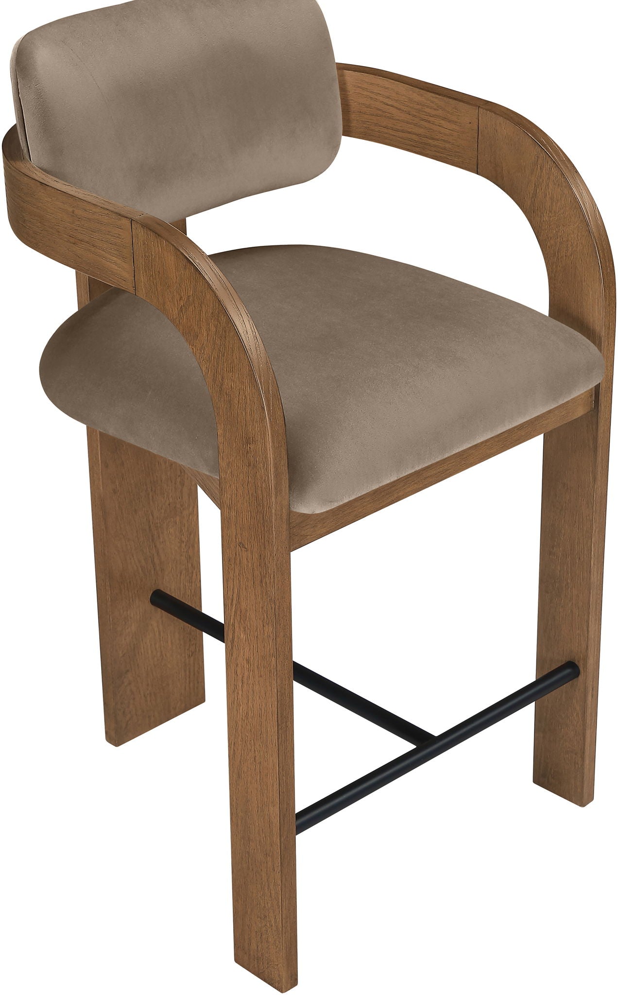 Cedra - Velvet Performance Fabric Upholstered Counter Stool - Brown Frame