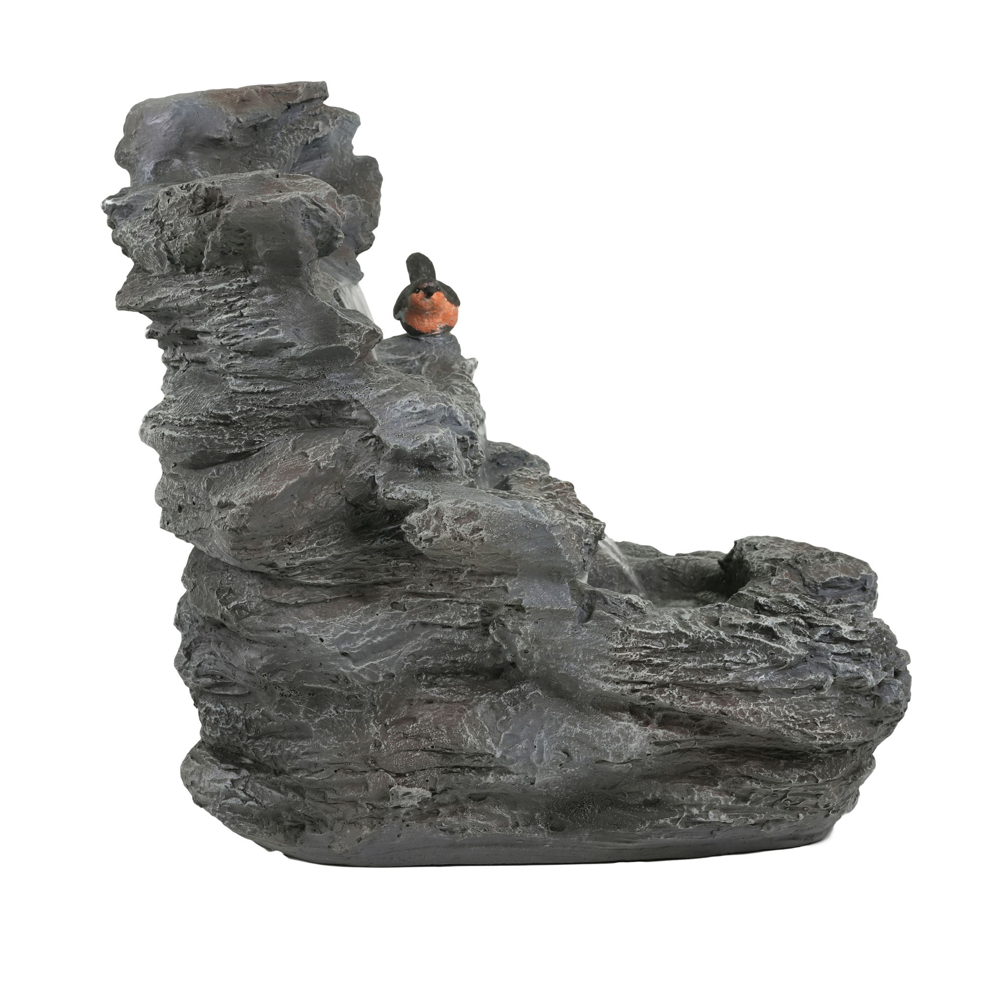 Concrete Rock Waterfall Fountain With LED Lights, Outdoor Garden Decor
