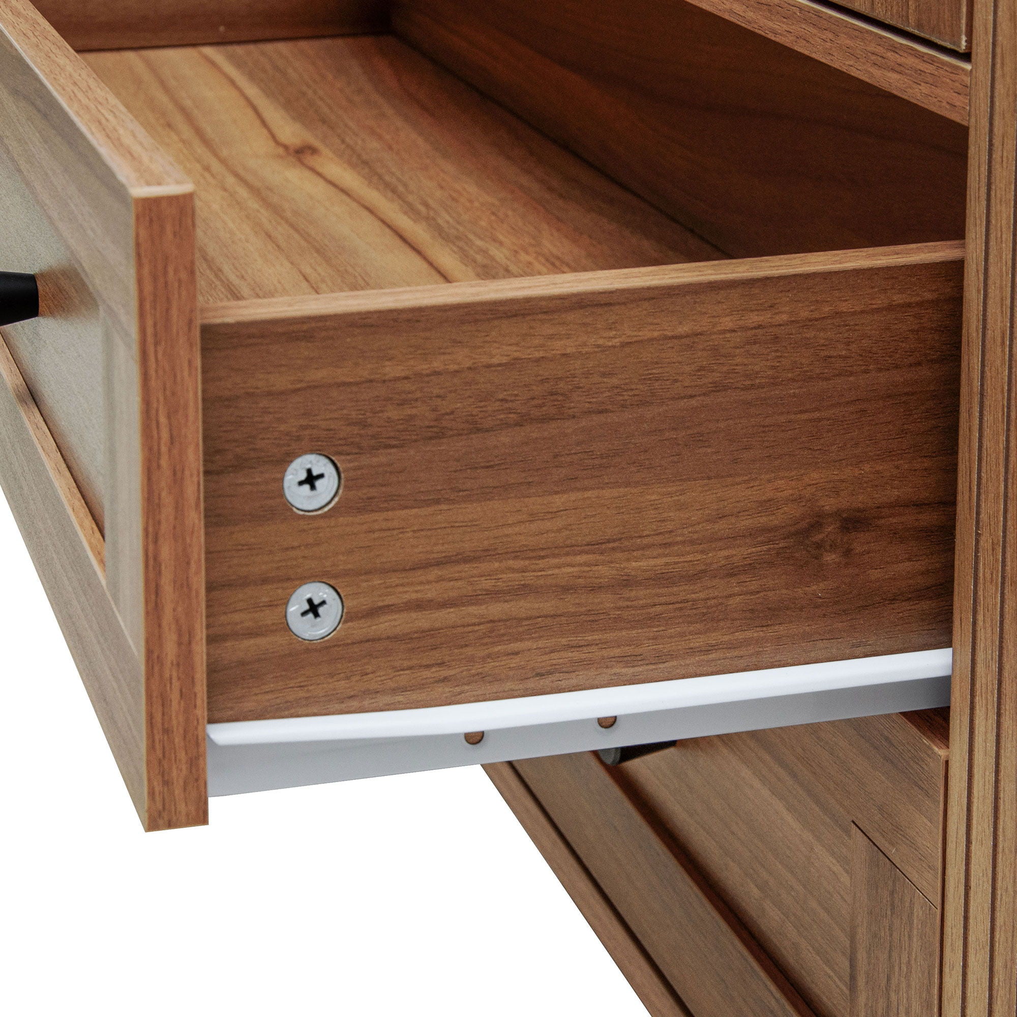 Tall Kitchen Pantry Cabinet With Hollow Carved Doors 2 Drawers And Adjustable Shelves Storage Display Cabinet For Kitchen Dining Room Or Living Room - Walnut