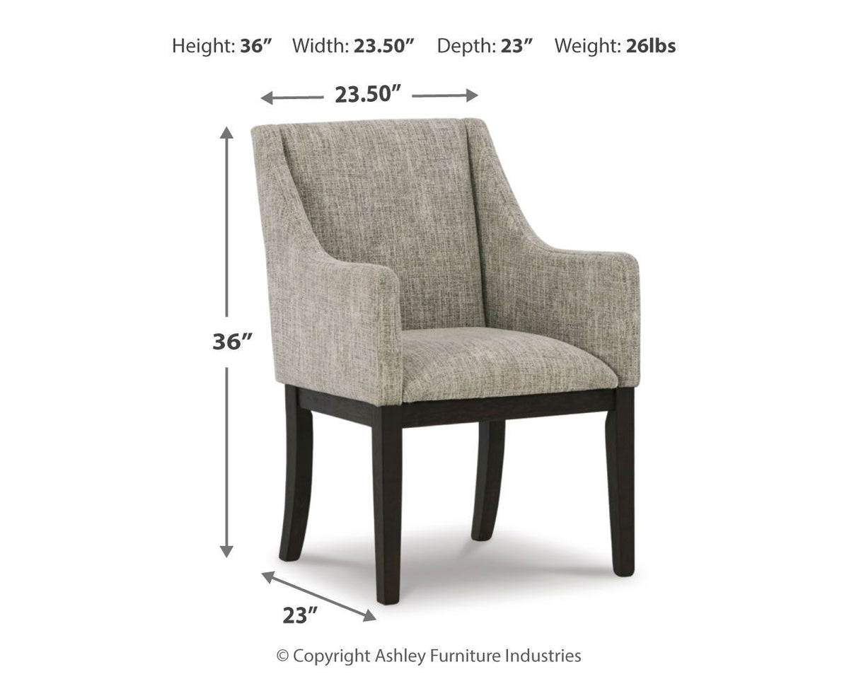 Burkhaus - Dining UPH Arm Chair (Set of 2) - Beige / Dark Brown