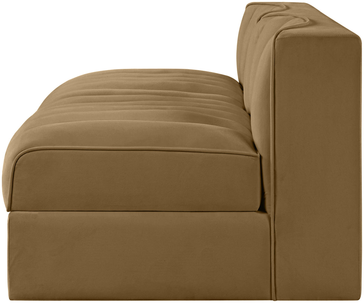 Rummi - Velvet Performance Fabric Upholstered 2 Piece Modular Armless Loveseat