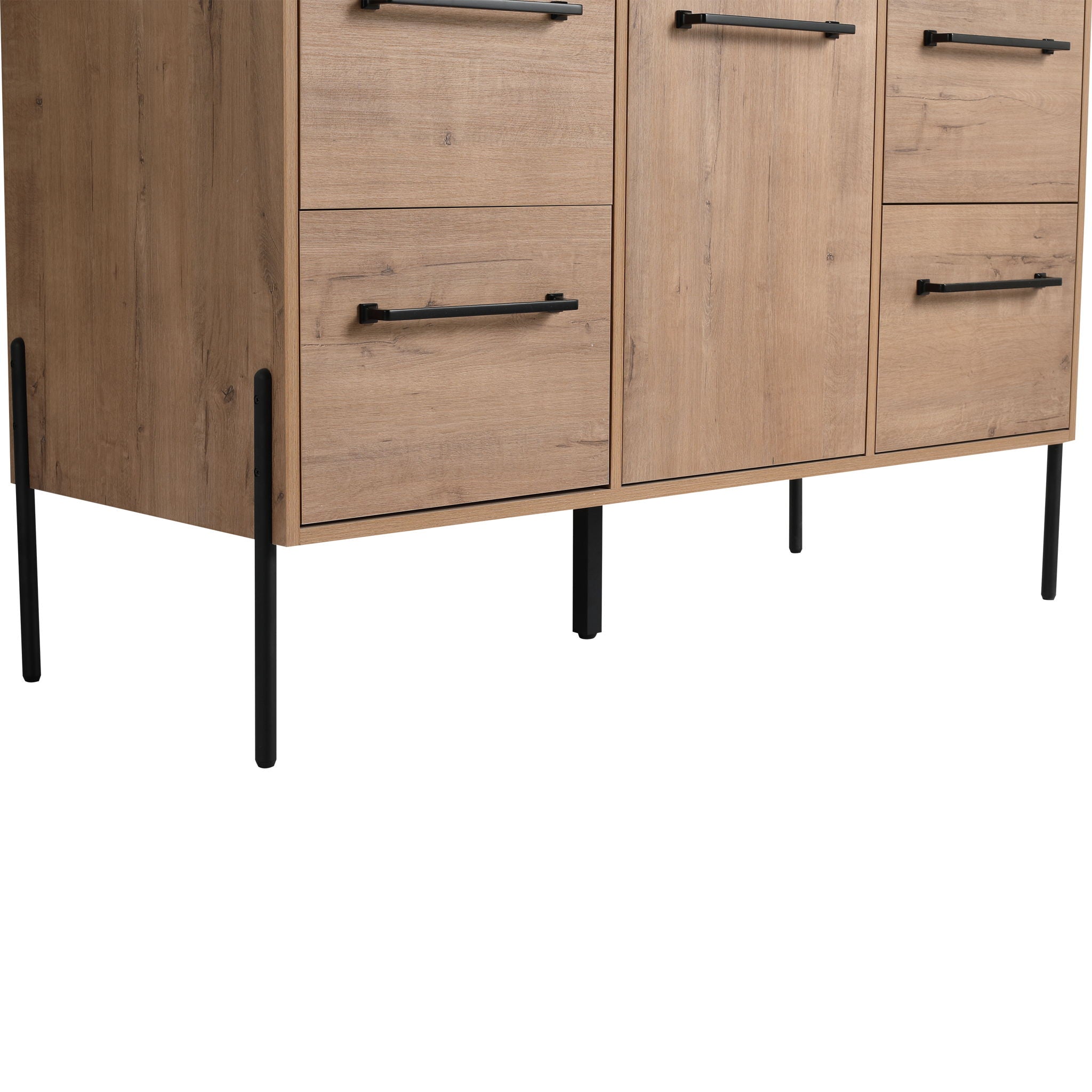 48" Freestanding Bathroom Vanity With Sink, Soft Close Cabinet Doors, 4 Drawers - Imitative Oak