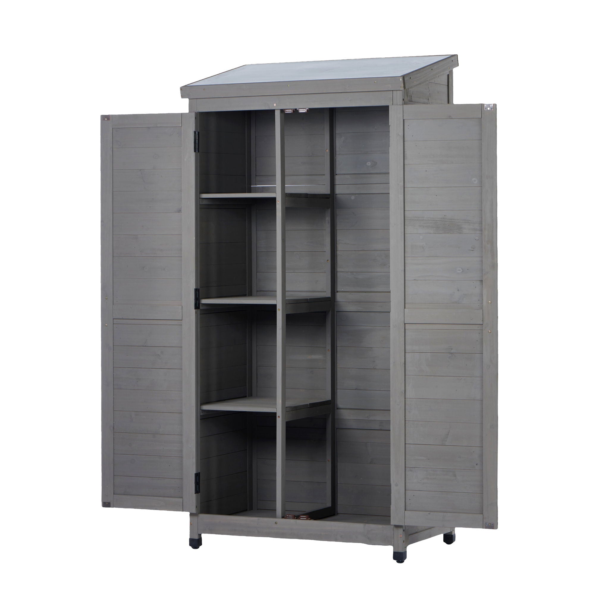 Outdoor Storage Shed With Vertical Tool Cabinet For Backyard