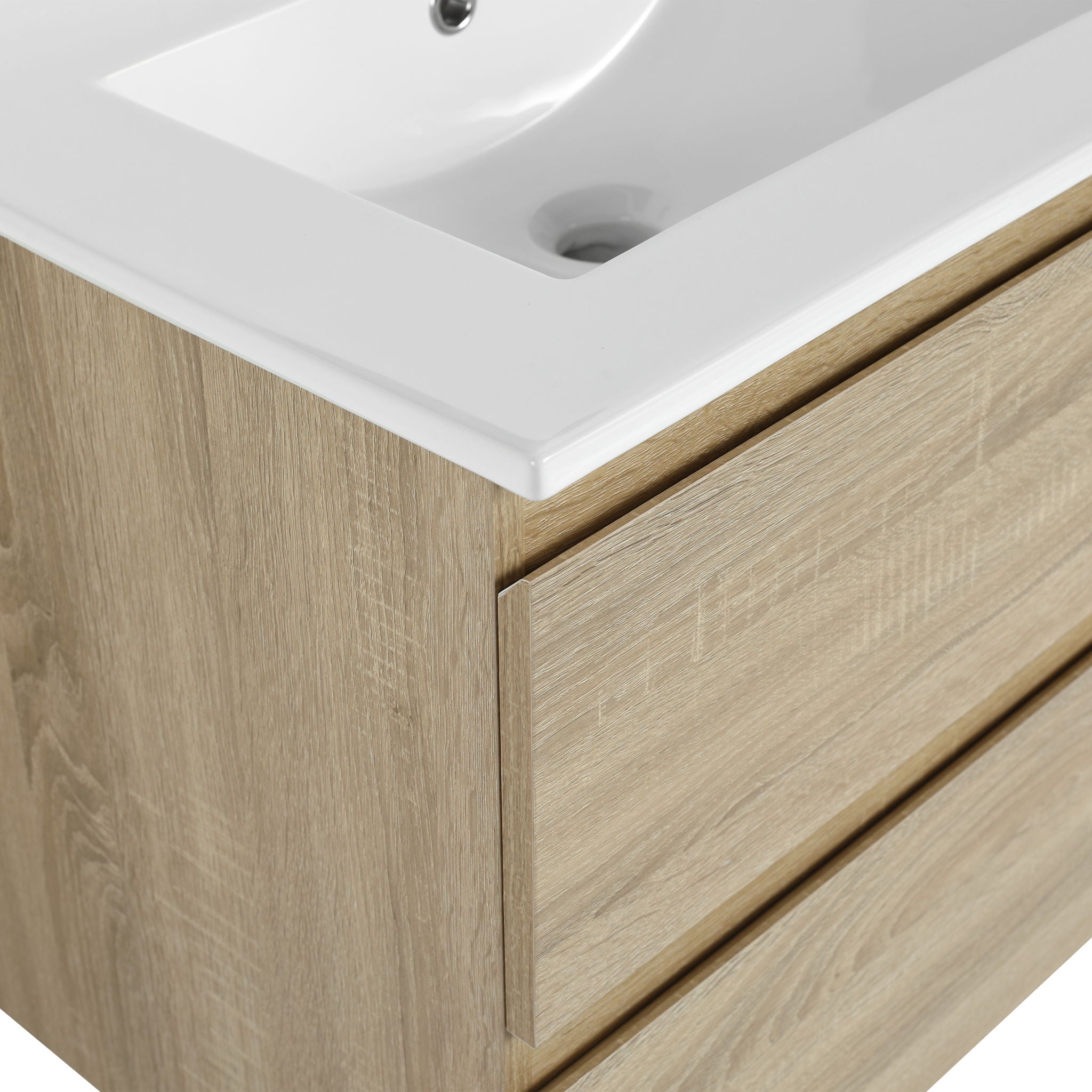 Wall Mounted Bathroom Vanity & Sink, 2 Soft Close Drawers