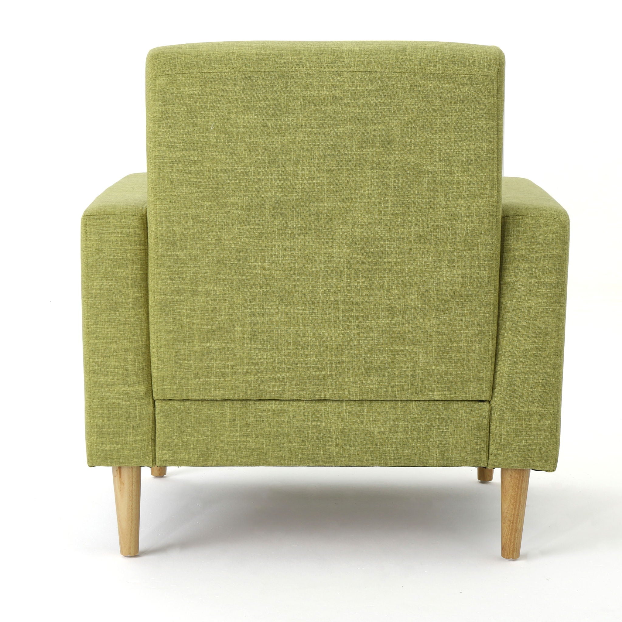 Modern Club Chair, Elegant Fabric With Rubberwood Legs - Green