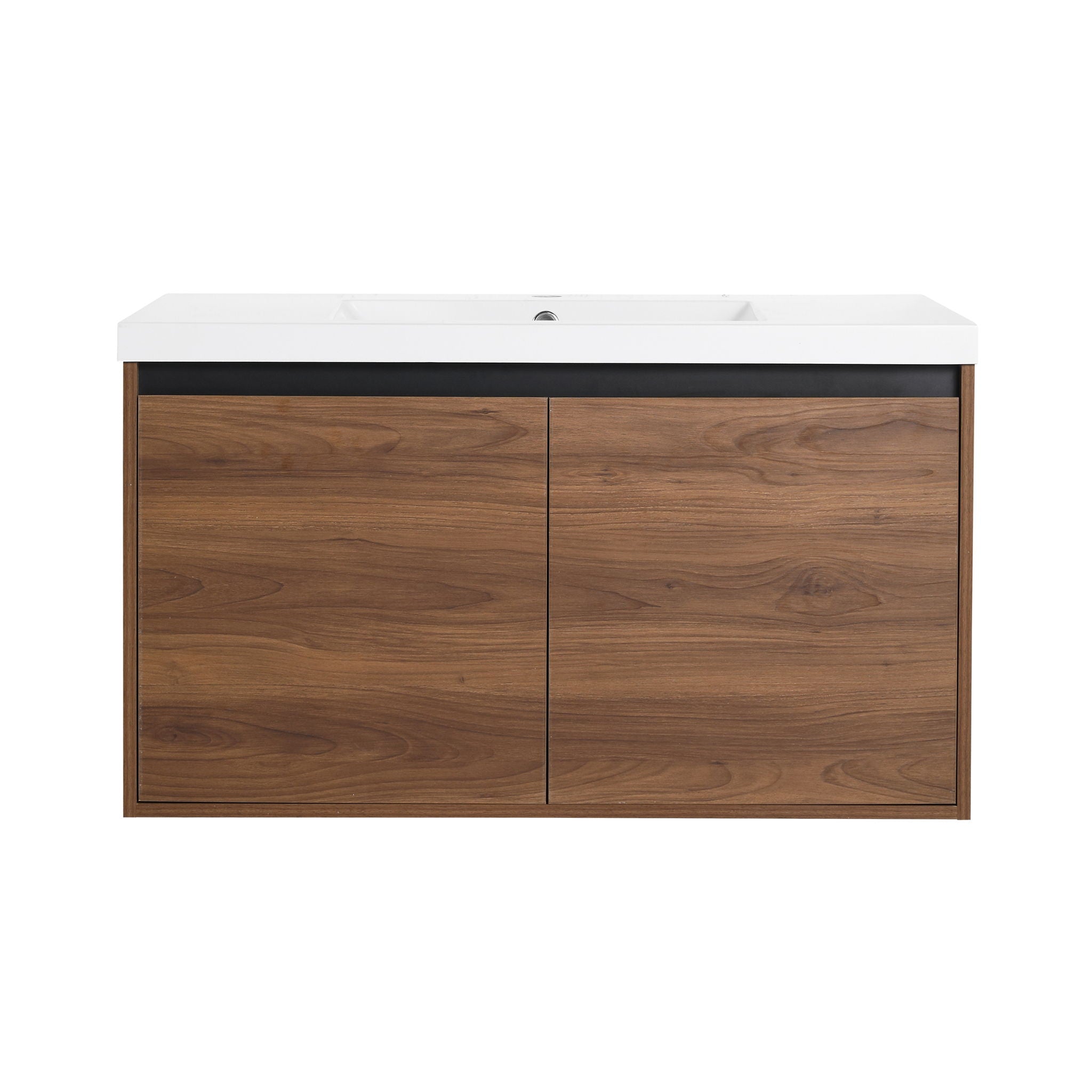 Bathroom Vanity Set With Resin Countertop Sink And 2 Doors, Engineered Wood