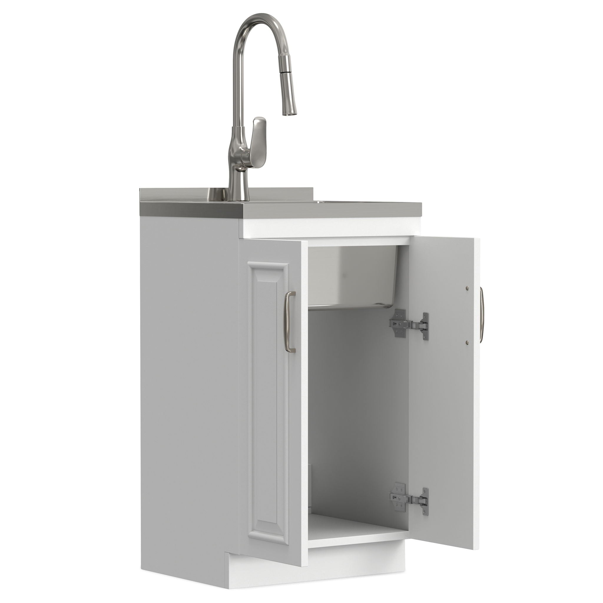 Darwin - Laundry Utility Sink And Cabinet With Sink And Pull Out Faucet - White