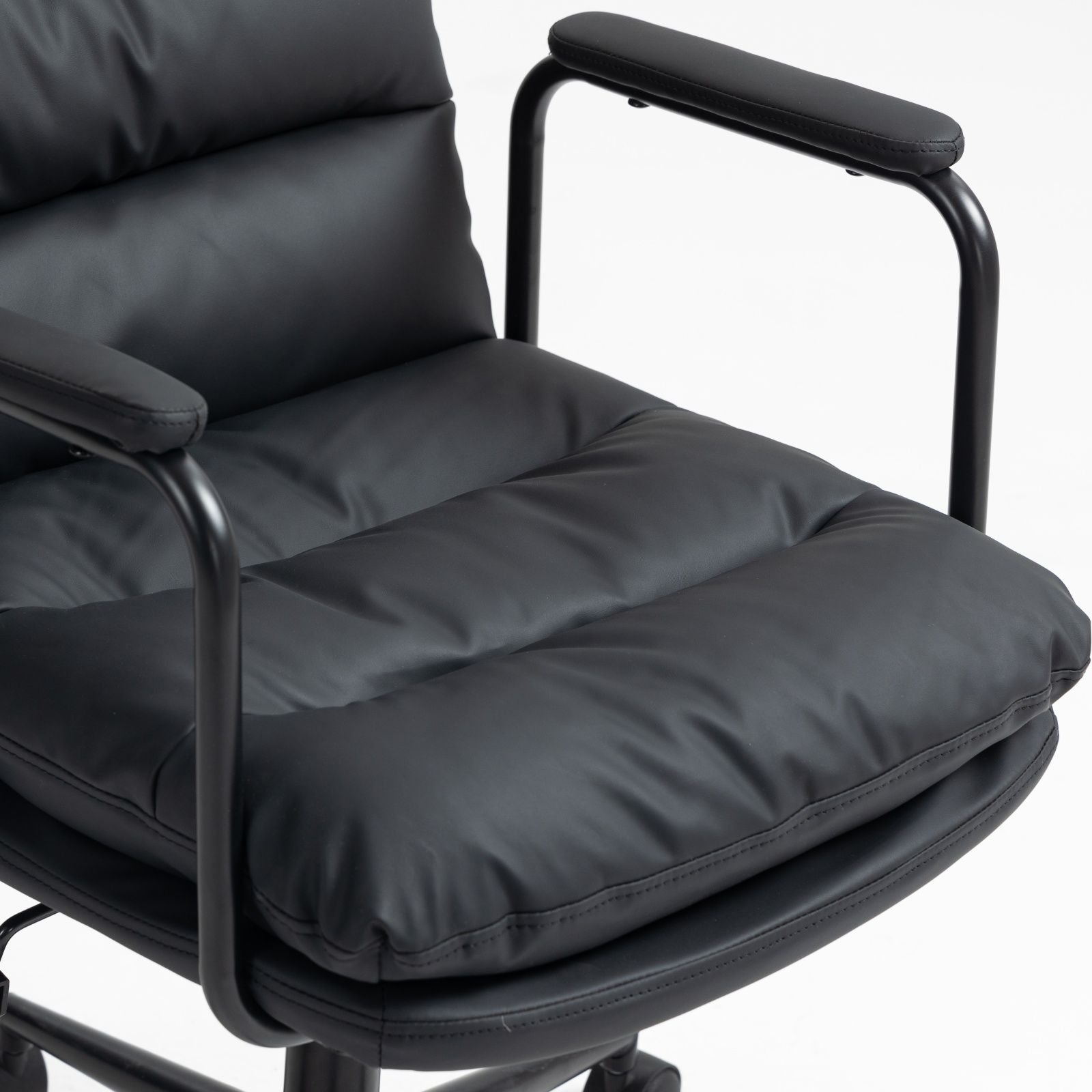 Office Chair, Mid Back Home Office Desk Task Chair With Wheels And Arms Ergonomic Computer Rolling Swivel Chair With Padded Armrest
