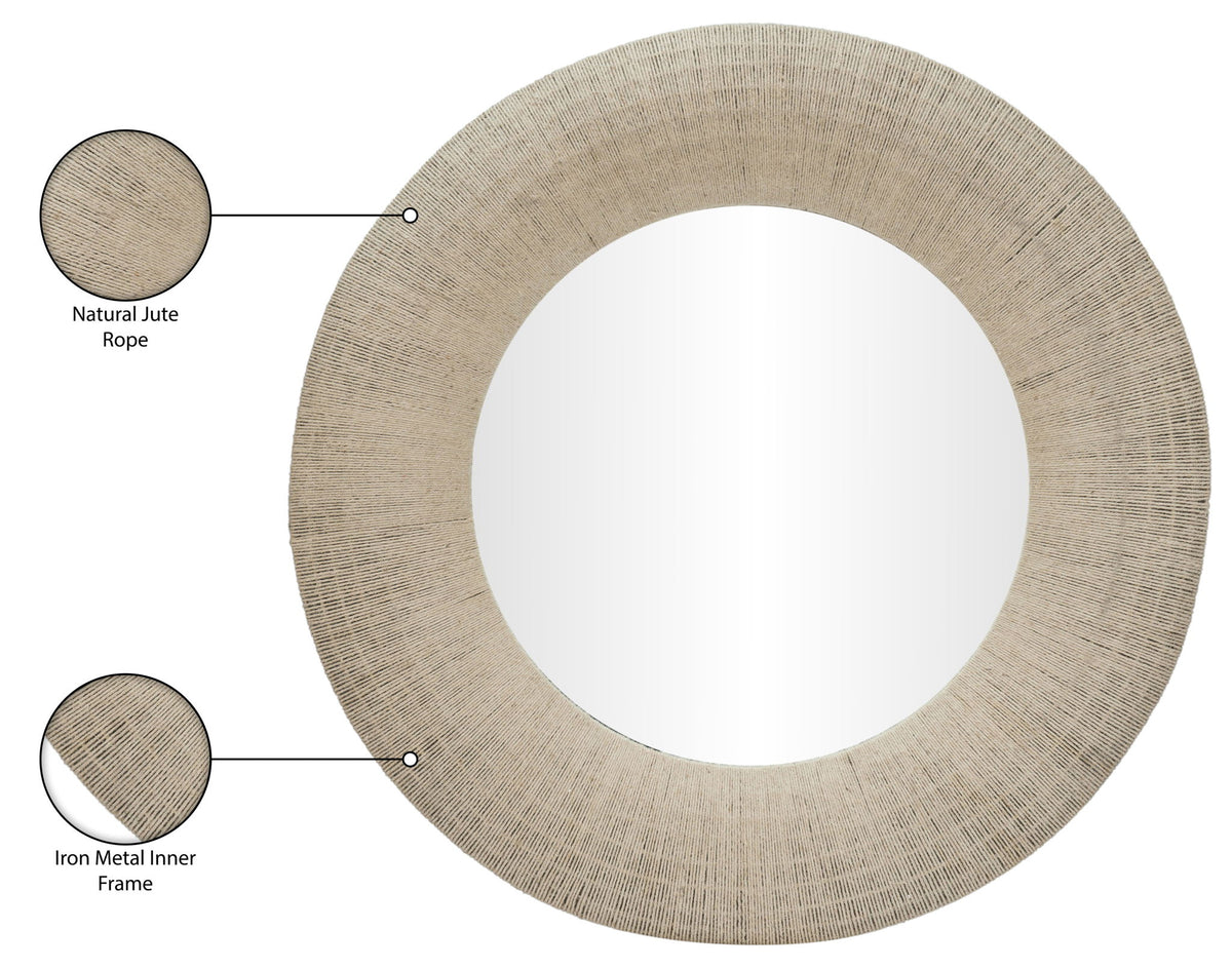 Meadow - Round Jute Rope Framed Mirror