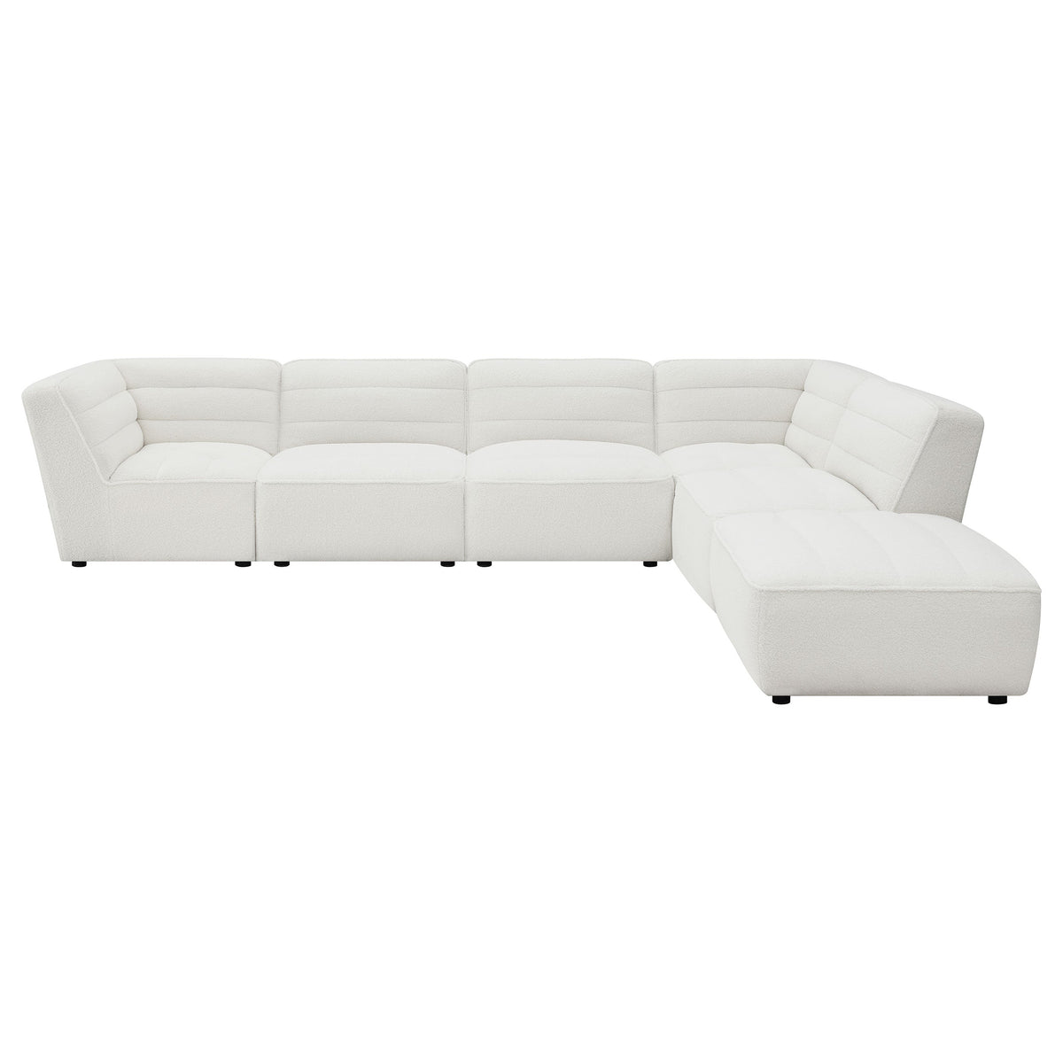 Sunny 6-piece Upholstered Modular Sectional Sofa Ivory Sherpa