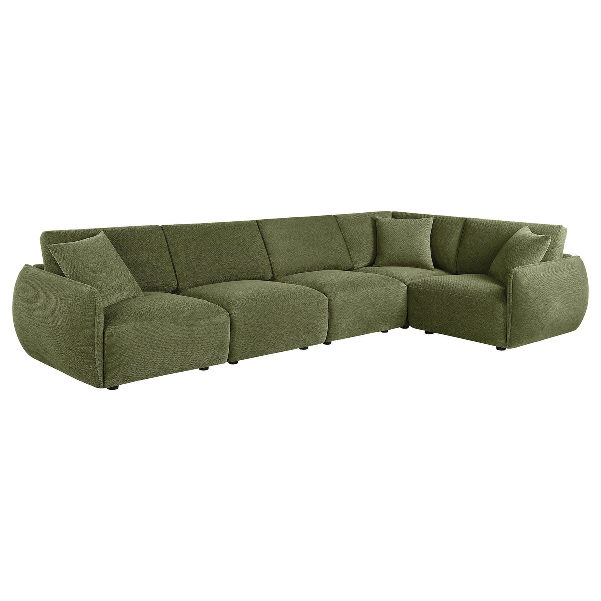 Elysia 5-piece Fabric Upholstered Modular Sectional Sofa Green