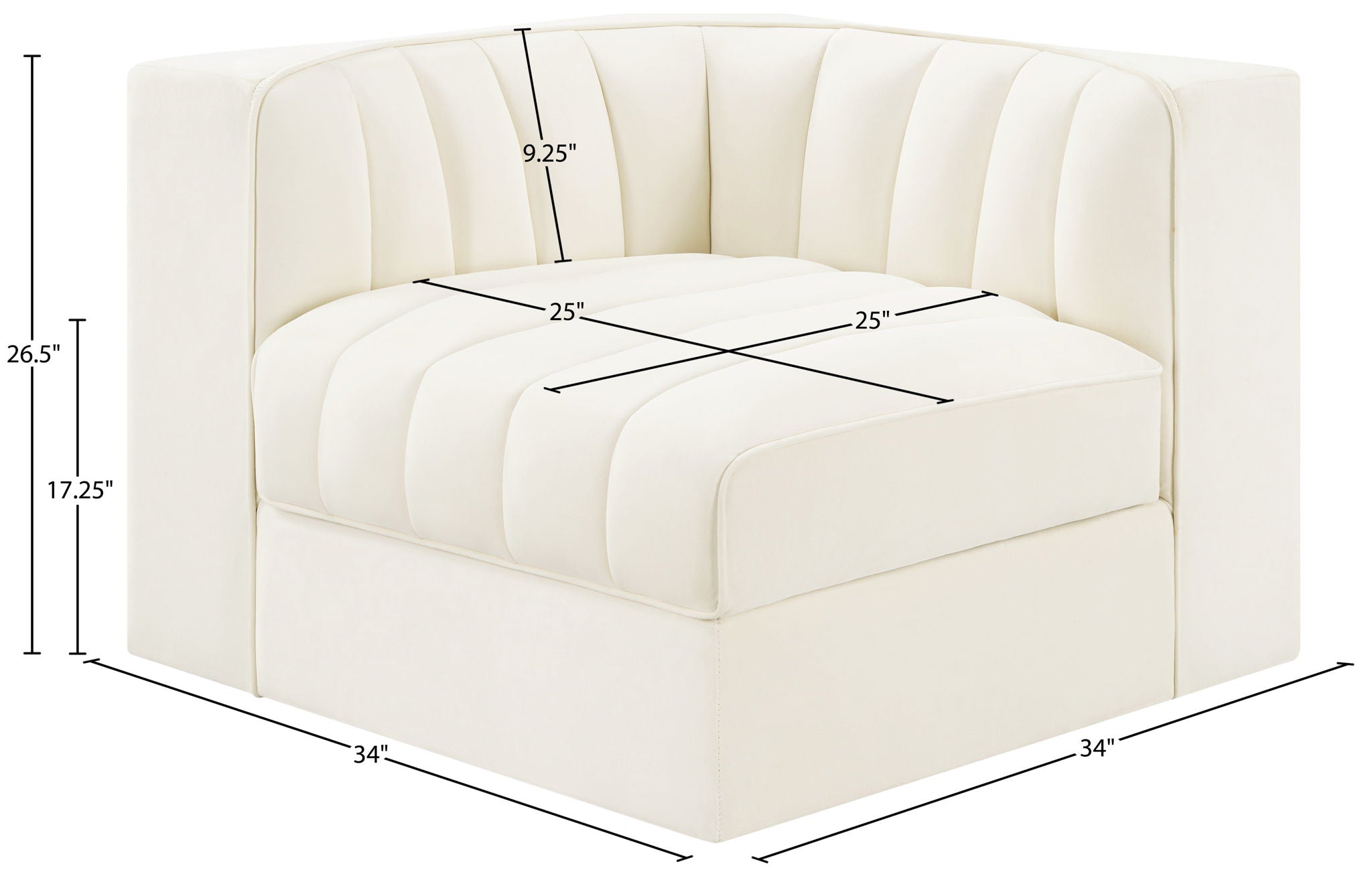 Rummi - Velvet Performance Fabric Upholstered Modular Corner Chair
