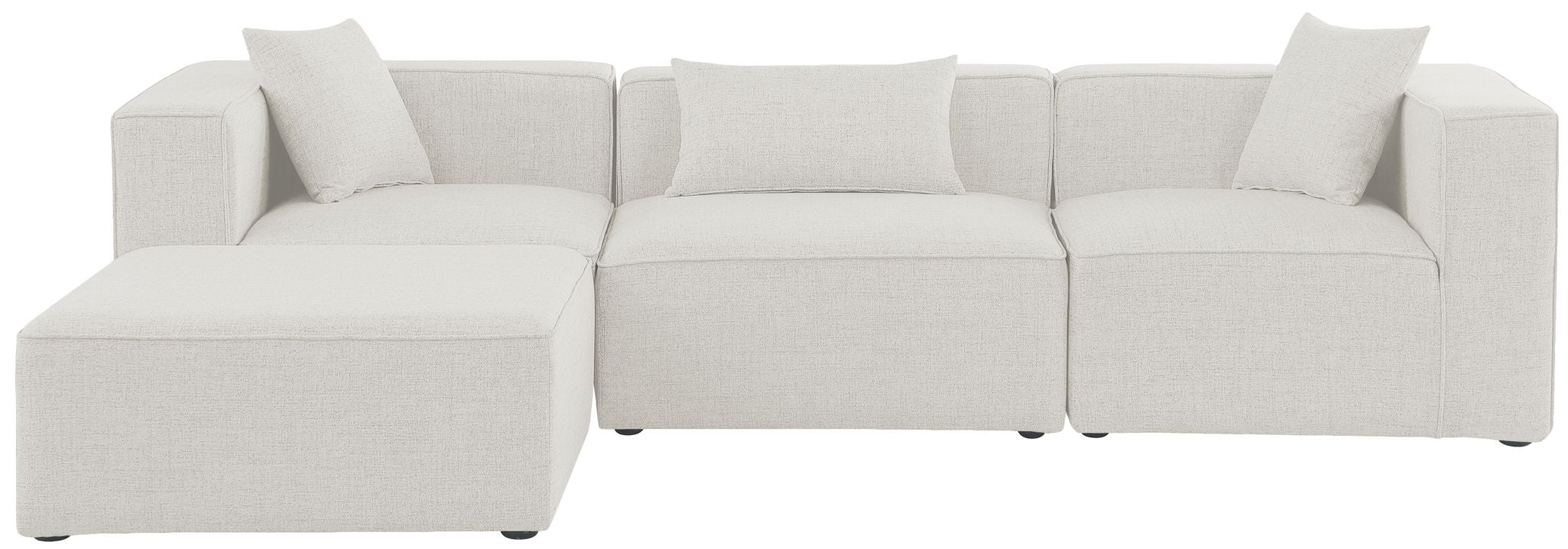 Cube - Linen 4 Piece Modular Sectional With Chaise