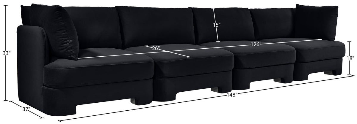 Hammond - Velvet Performance Fabric Upholstered 4 Piece Sofa
