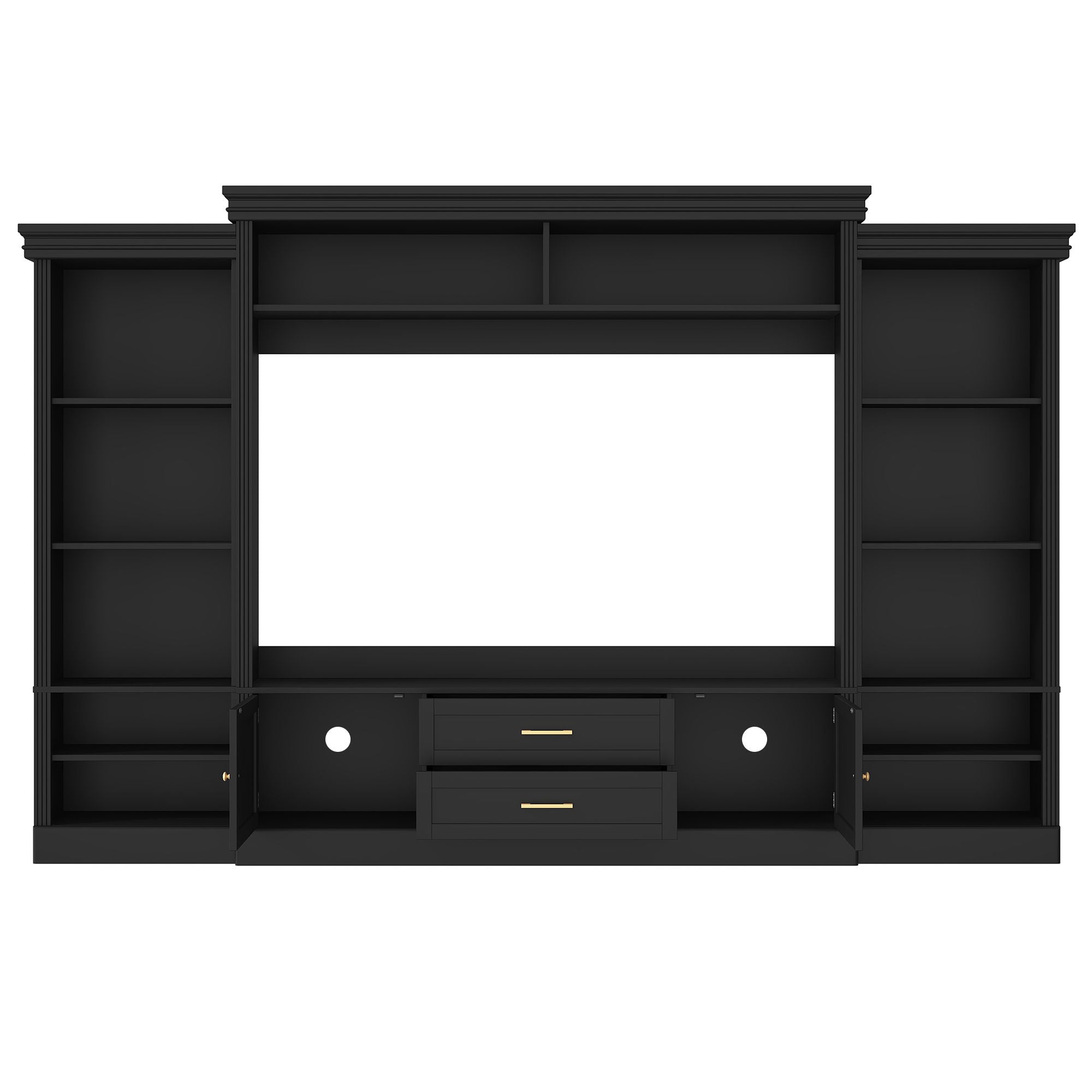 Elegant Entertainment Center Wall Unit With Bookshelves
