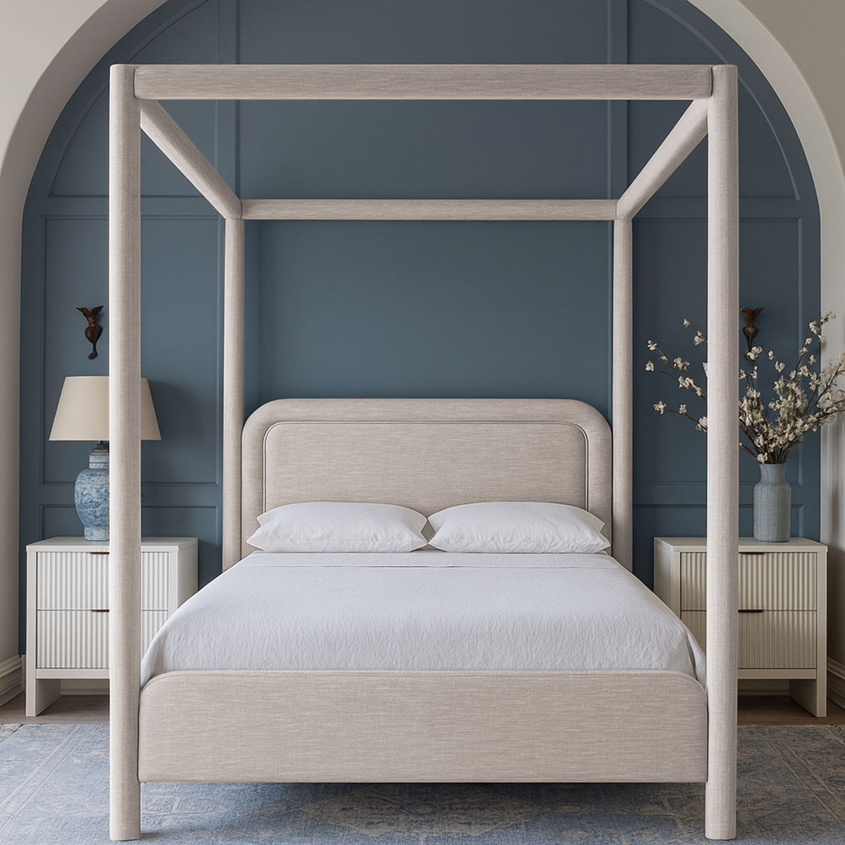 Salina - Linen Textured Fabric Upholstered Bed