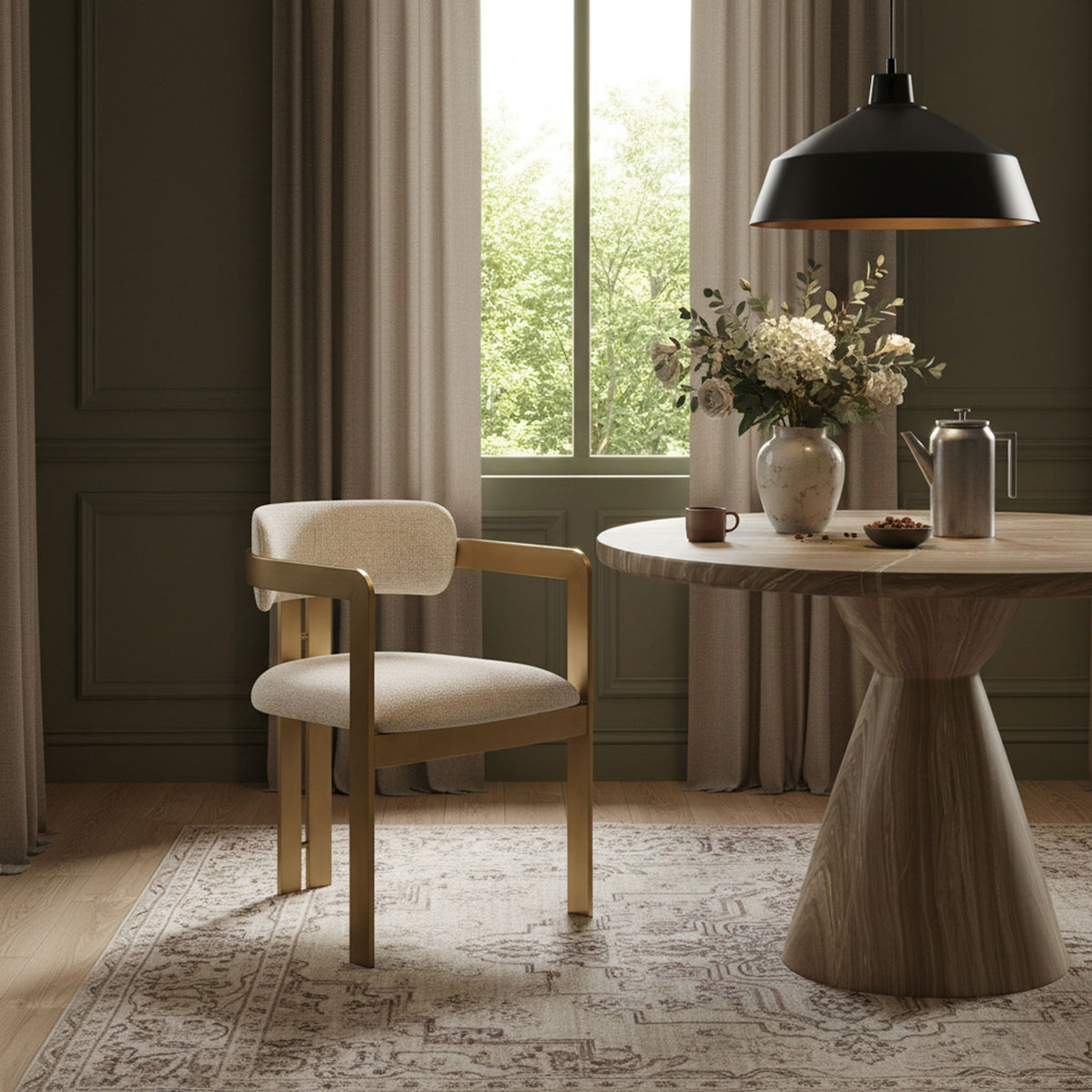 Aurum - Linen Textured Fabric Upholstered Dining Chair (Set of 2)