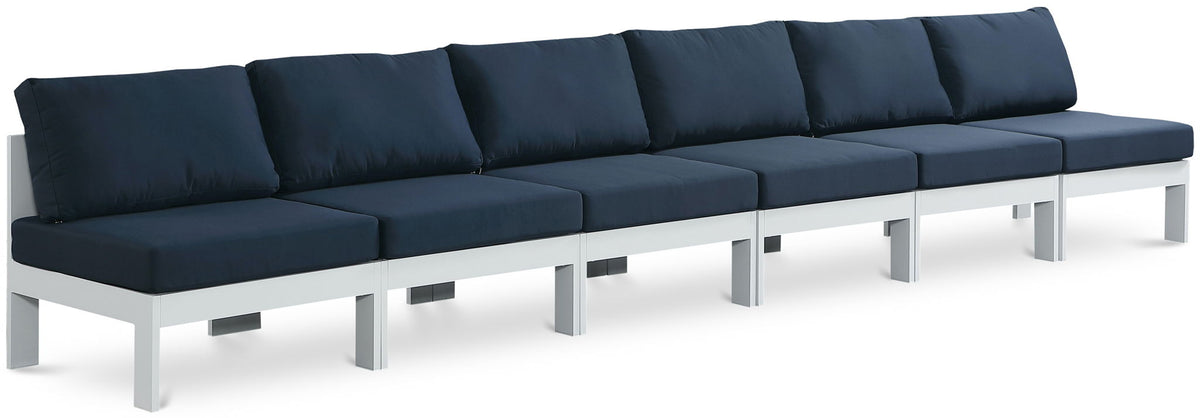 Nizuc - Outdoor Patio 6 Seat Armless Modular Sofa With White Frame