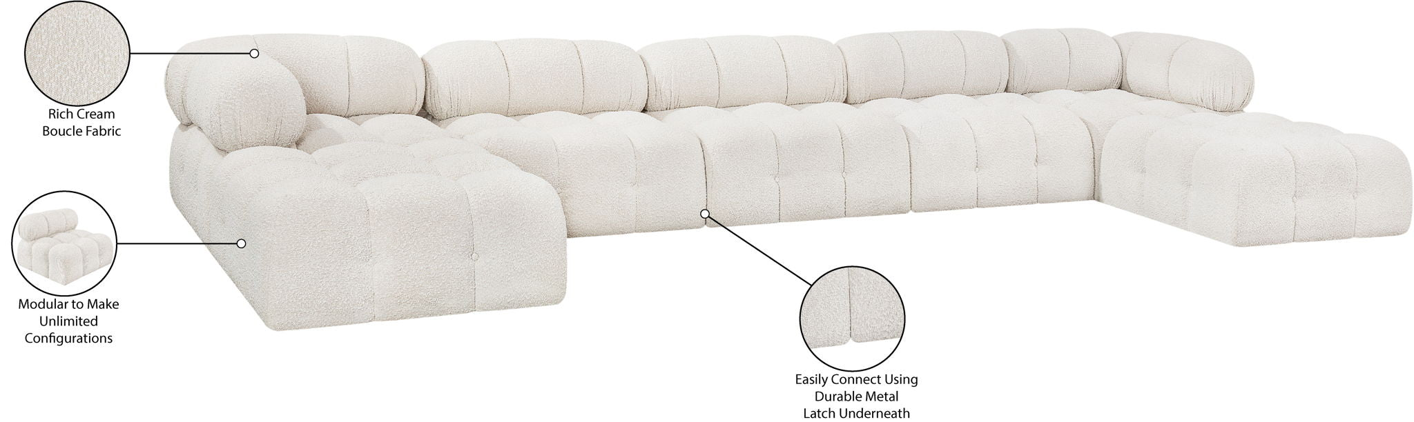 Ames - 7 Piece Fabric Modular U-Shaped Sectional