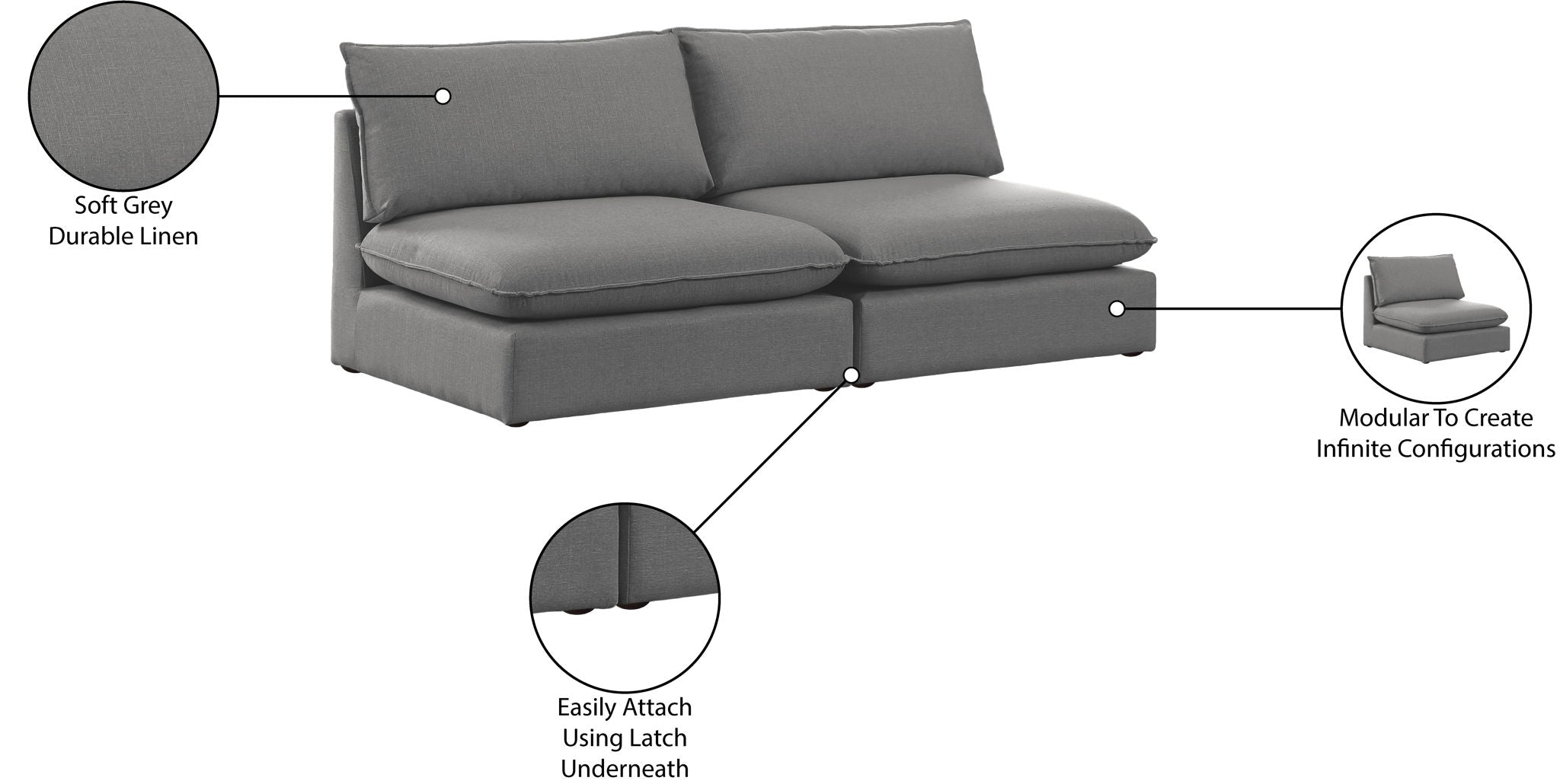 Mackenzie - Modular Sofa Armless - 2 Seats
