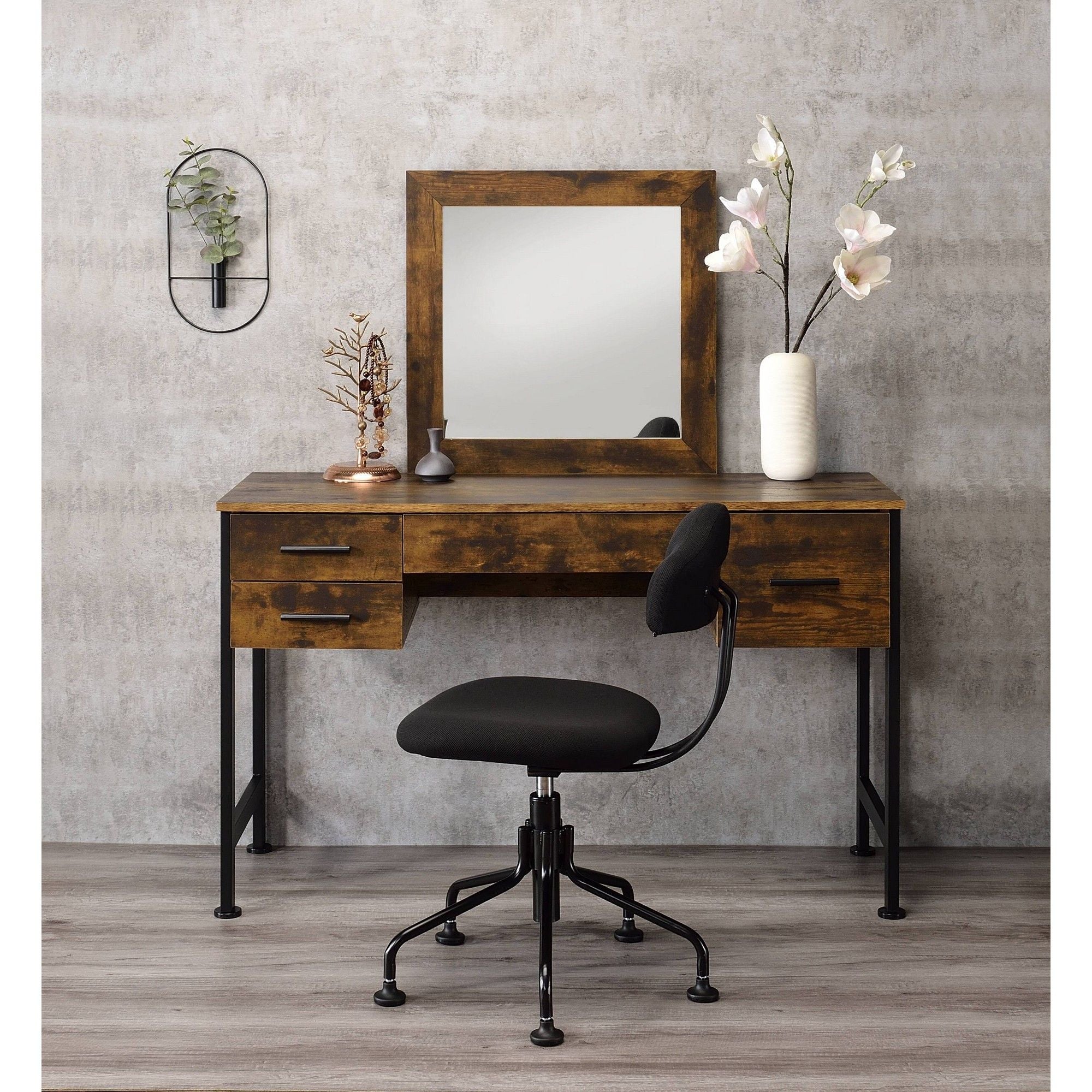 Juvanth - Rustic Vanity Desk Mirror - Oak