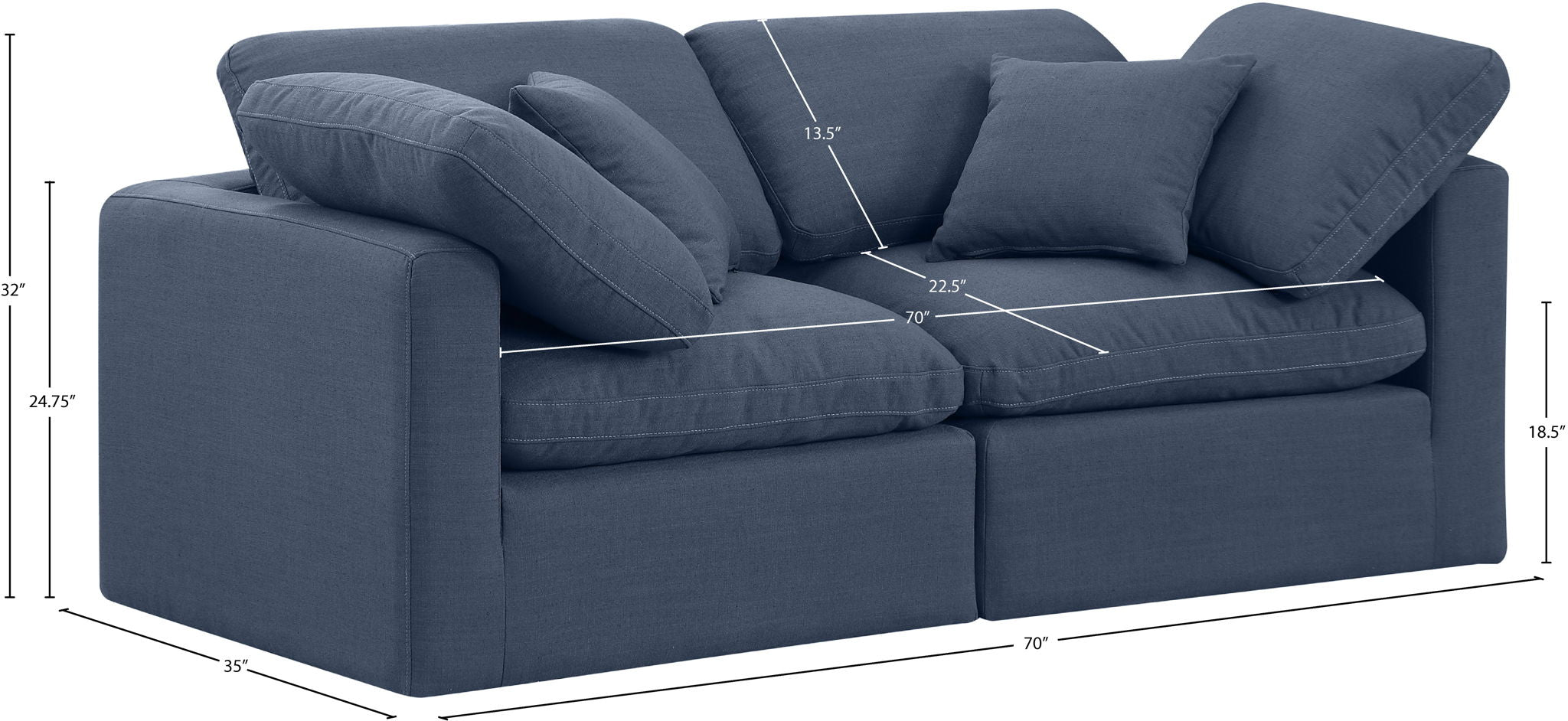 Indulge - Linen 2 Seat Modular Sofa