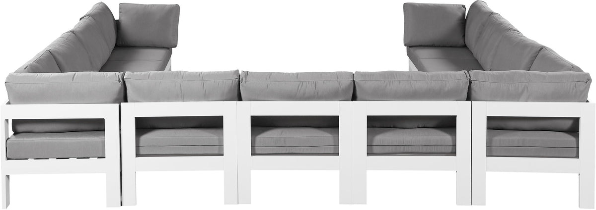 Nizuc - Outdoor Patio 11 Piece Modular Sectional With White Frame