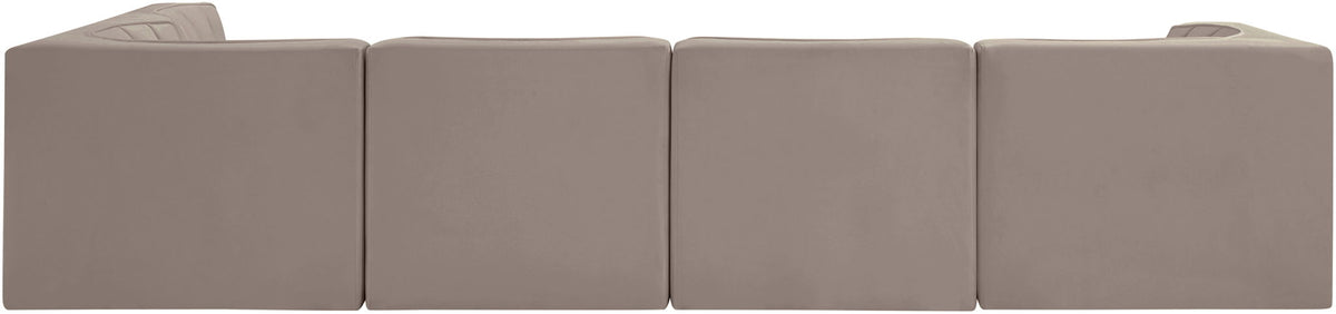 Rummi - Velvet Performance Fabric Upholstered 5 Piece Modular Sectional, L-Shaped (Right)