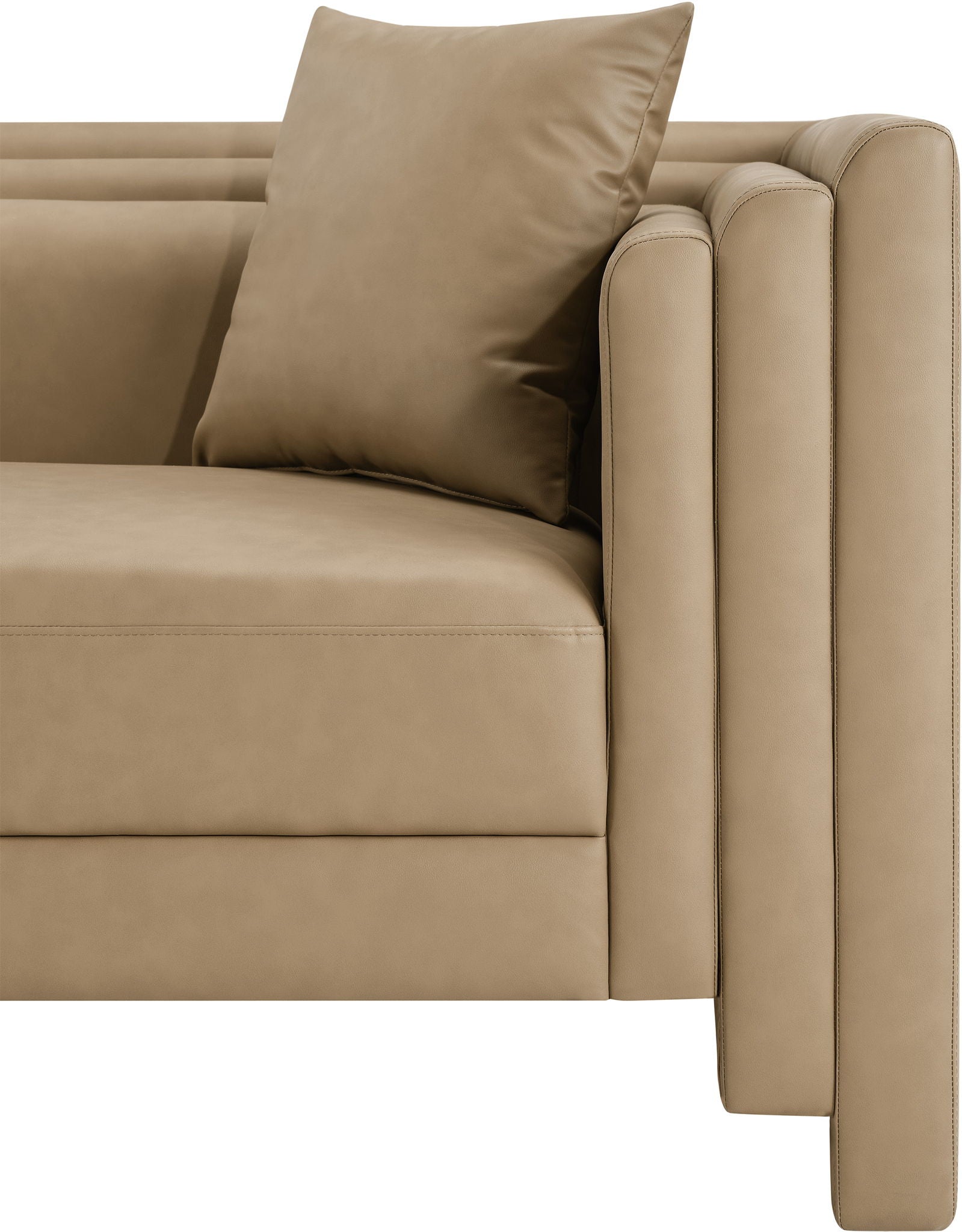 Everett - Vegan Leather 88.5" Upholstered Sofa - Tan