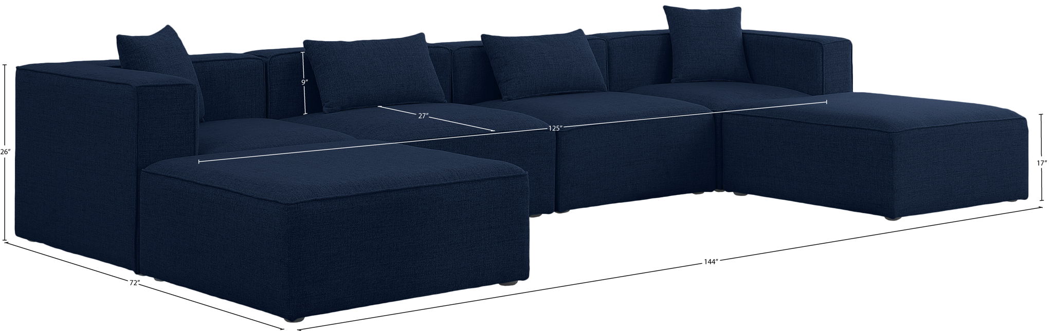 Cube - Linen 6 Piece Modular Double Chaise Sectional