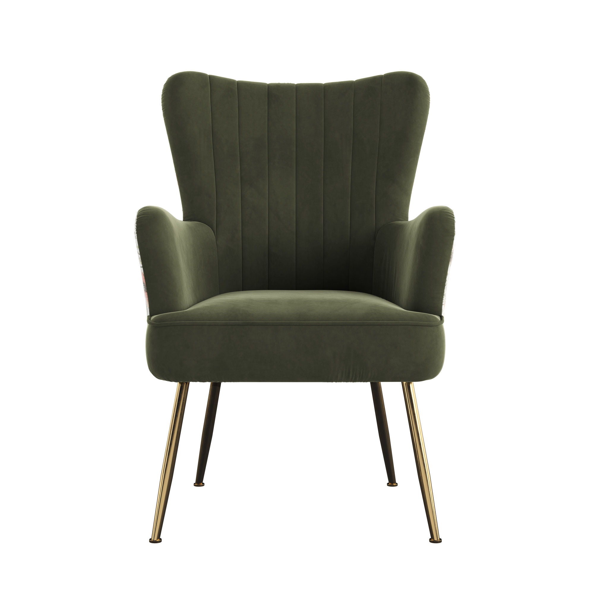 Accent Chair With Unique Print Fabric - Green