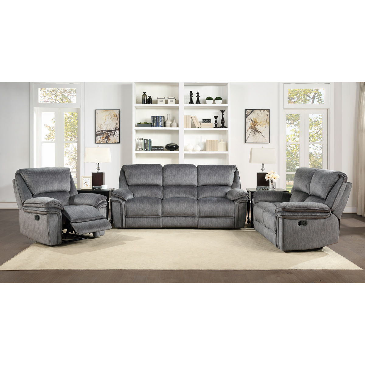 Muirfield - Double Reclining Sofa - Gray