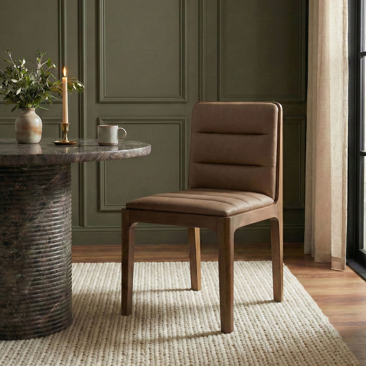 Ellis - Vegan Leather Upholstered Dining Chair (Set of 2) - Brown Base